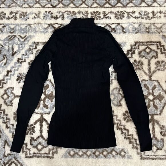 AmélieBoutik Women V Neck Button Ribbed Sweater Black M - Picture 6 of 11